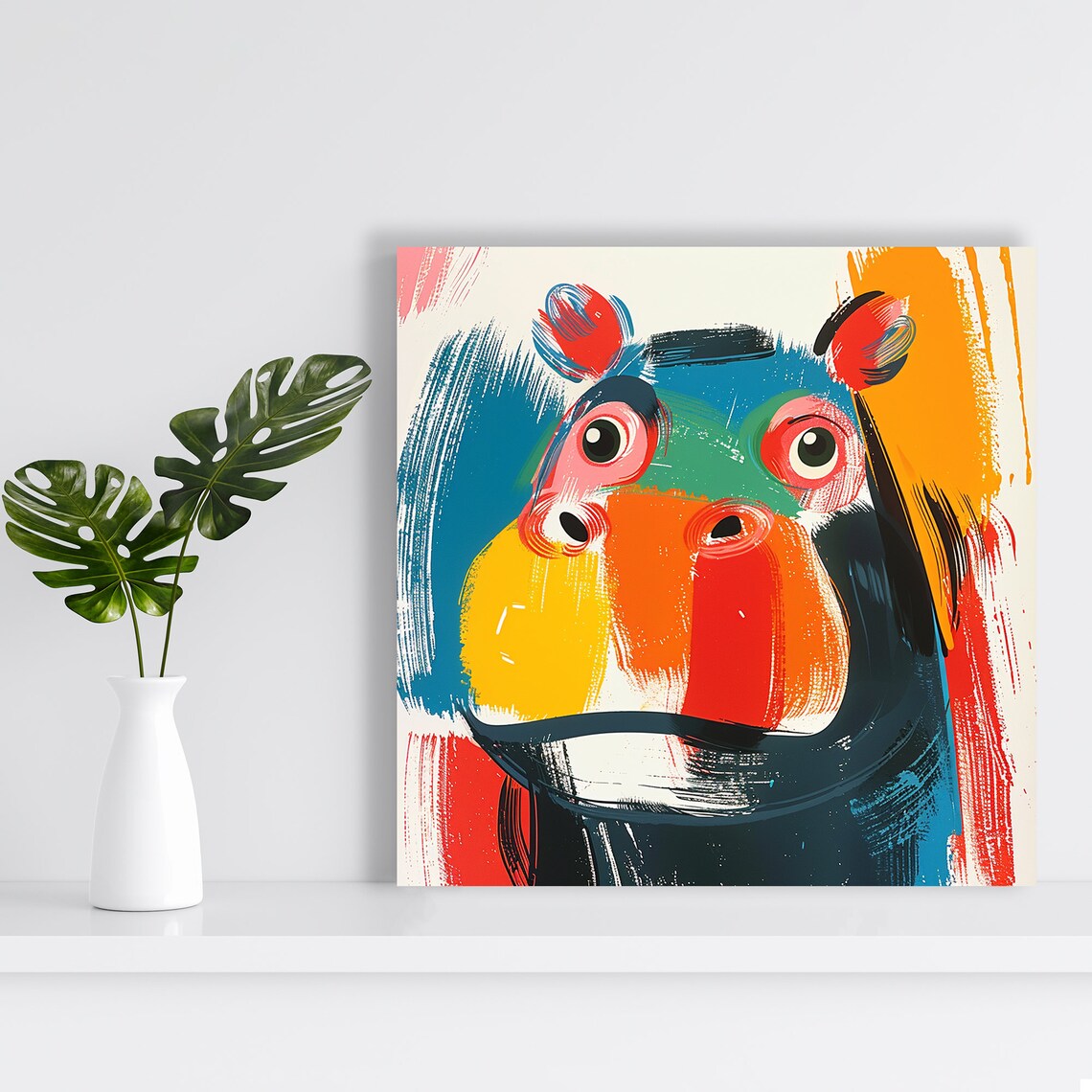 Abstract Hippo Bohemian Art Print, Animal Decor - Image 2