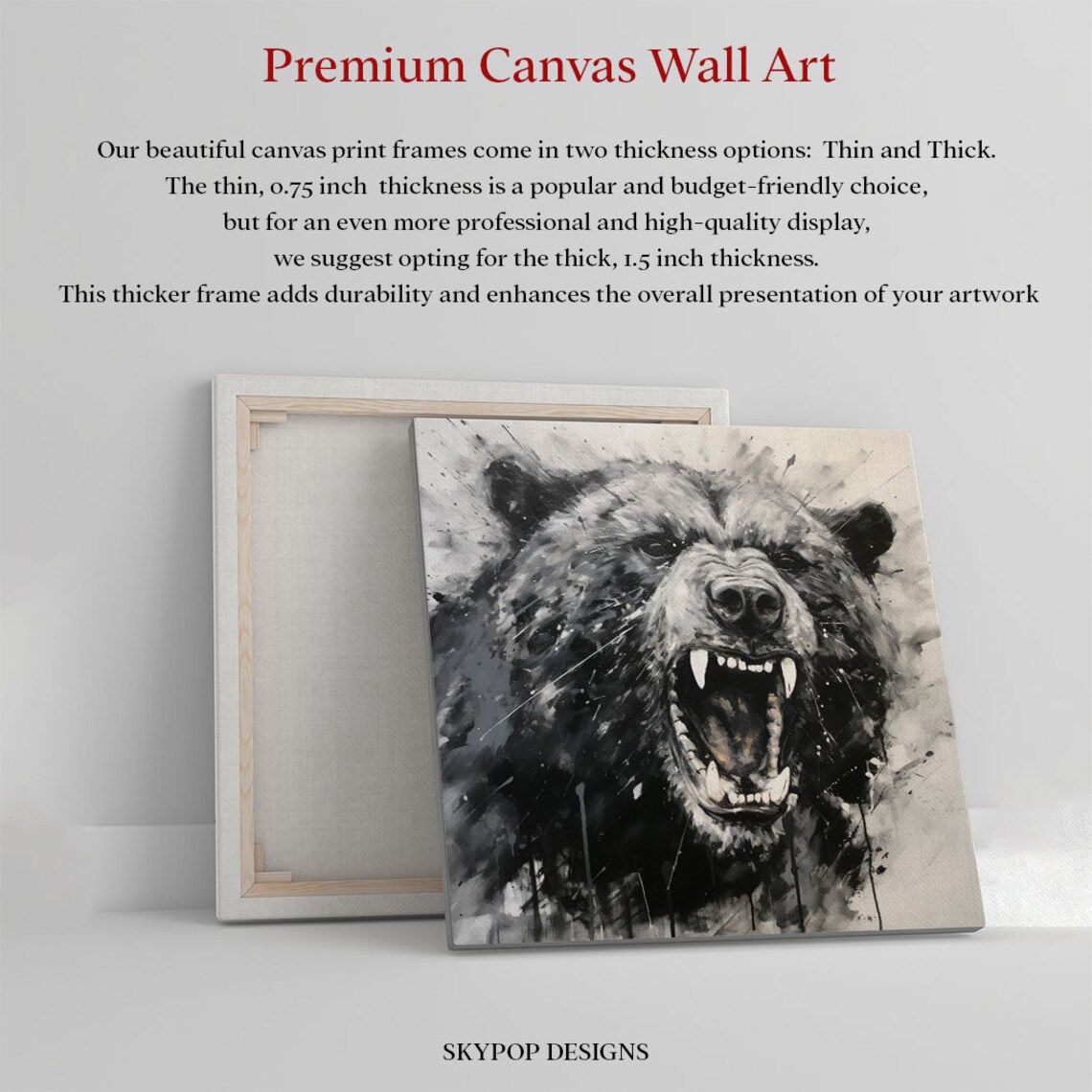 Bear Wildlife Wall Art Print, Living Room Decor - Image 2