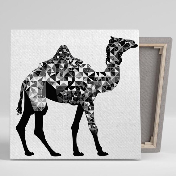Camel Wall Art Or Poster Abstract Animal Contemporary Decor Modern Minimalist Scandinavian Wall Art Black White Grey Silhouette