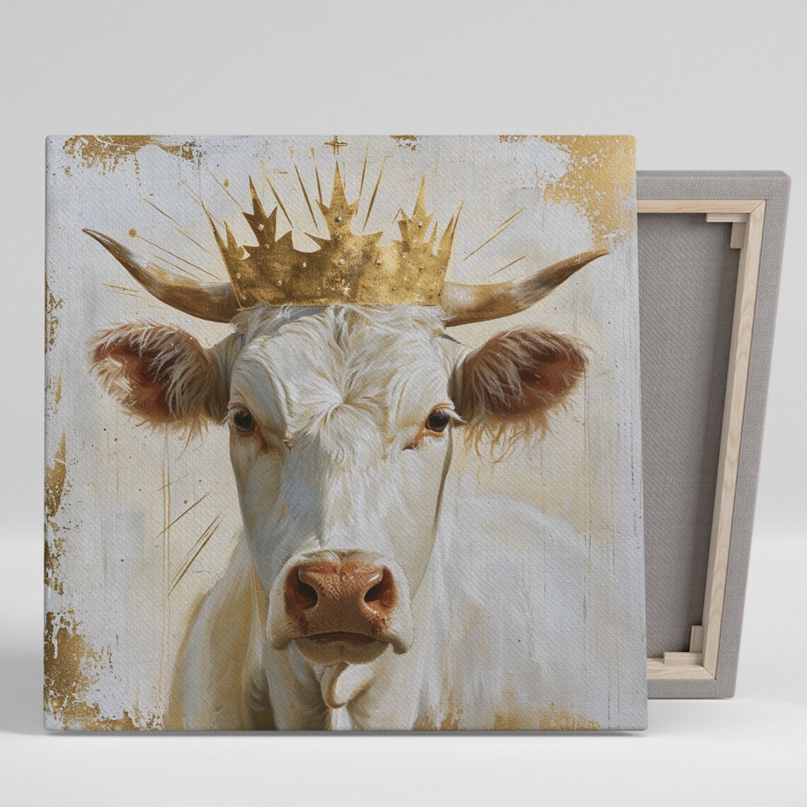 Cow Art Print, Contemporary Rustic Living Room Decor