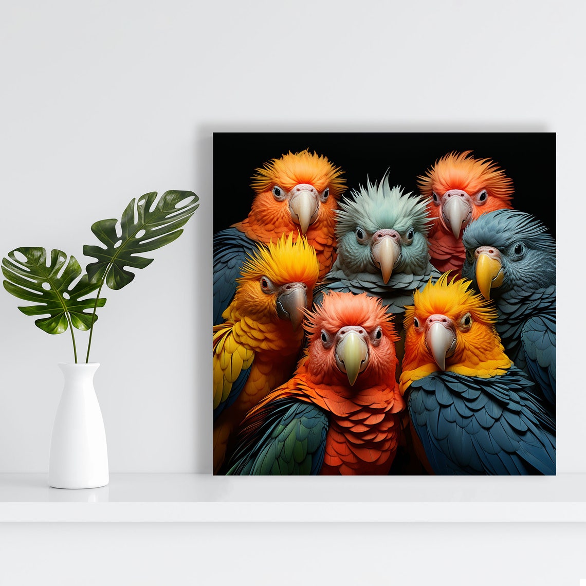 Colorful Parrots Group Portrait Vibrant Tropical Birds Wall Poster - Image 2