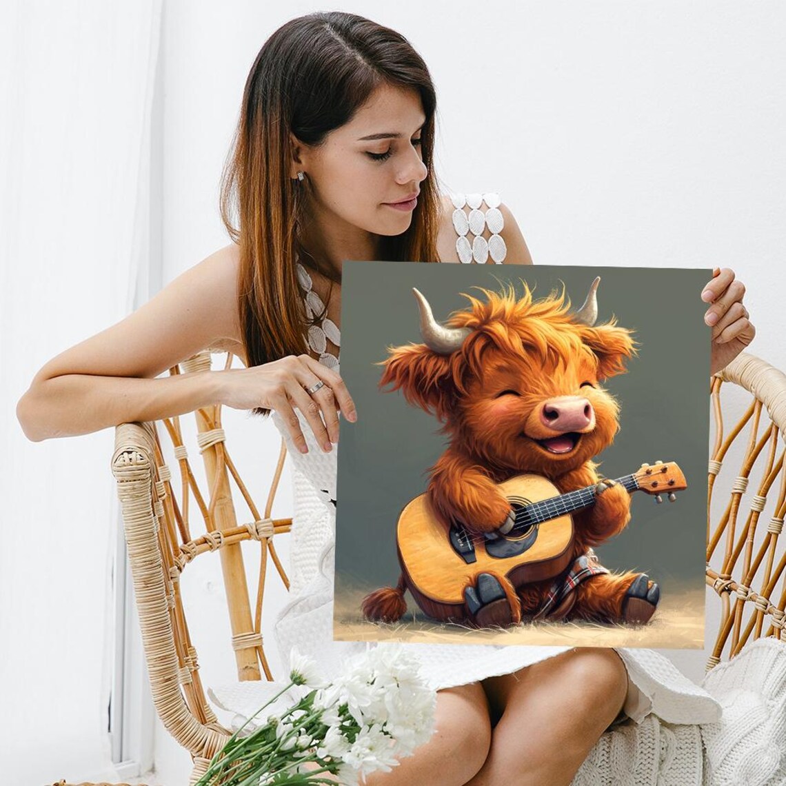 Highland Cow Whimsical Animal Music Wall Art Print - Image 3