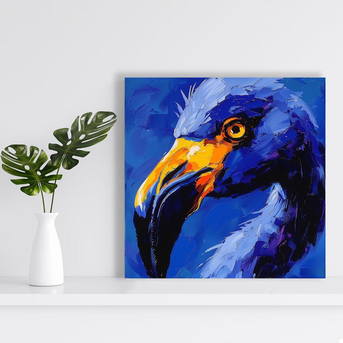 Blue Tropical Bird Portrait Golden Eye Oil Painted Wildlife Poster - Image 2