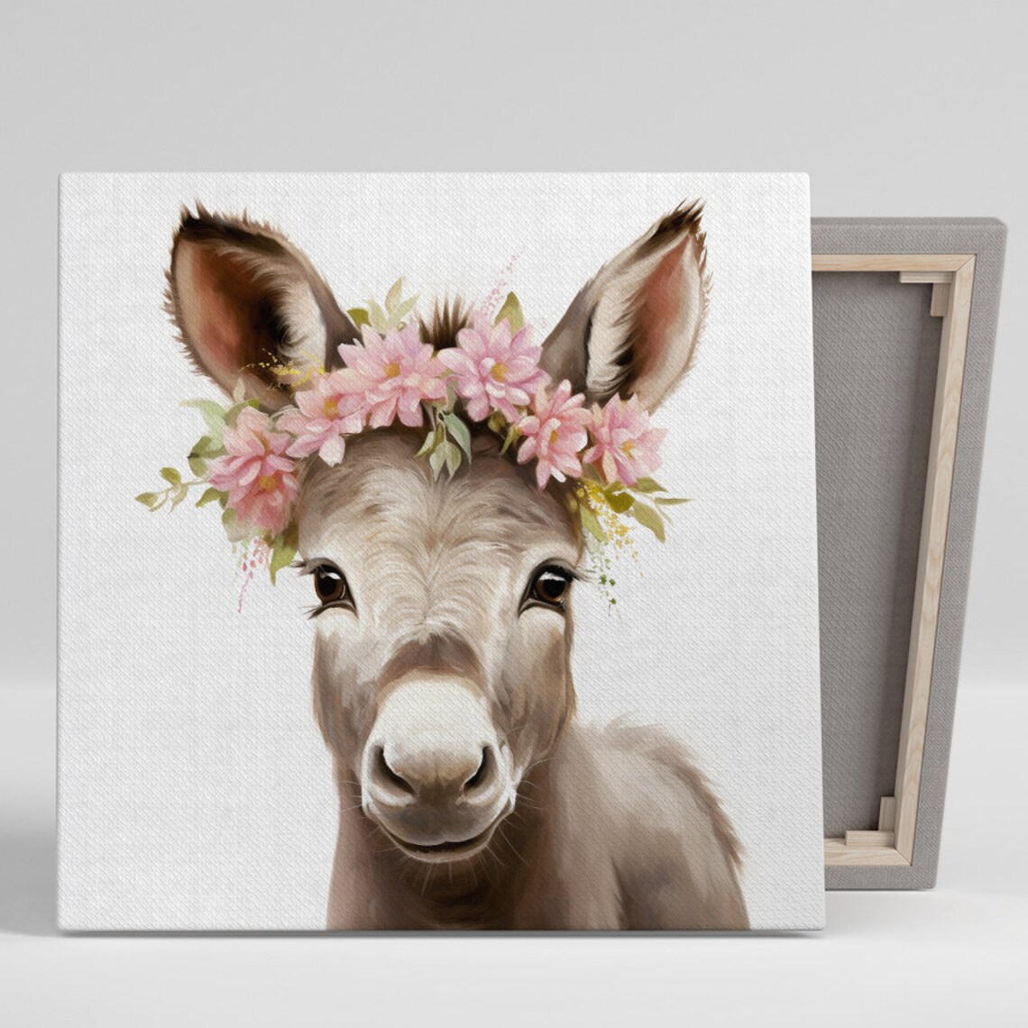 Blooming Donkey Delight, Farmhouse Nursery Art Print