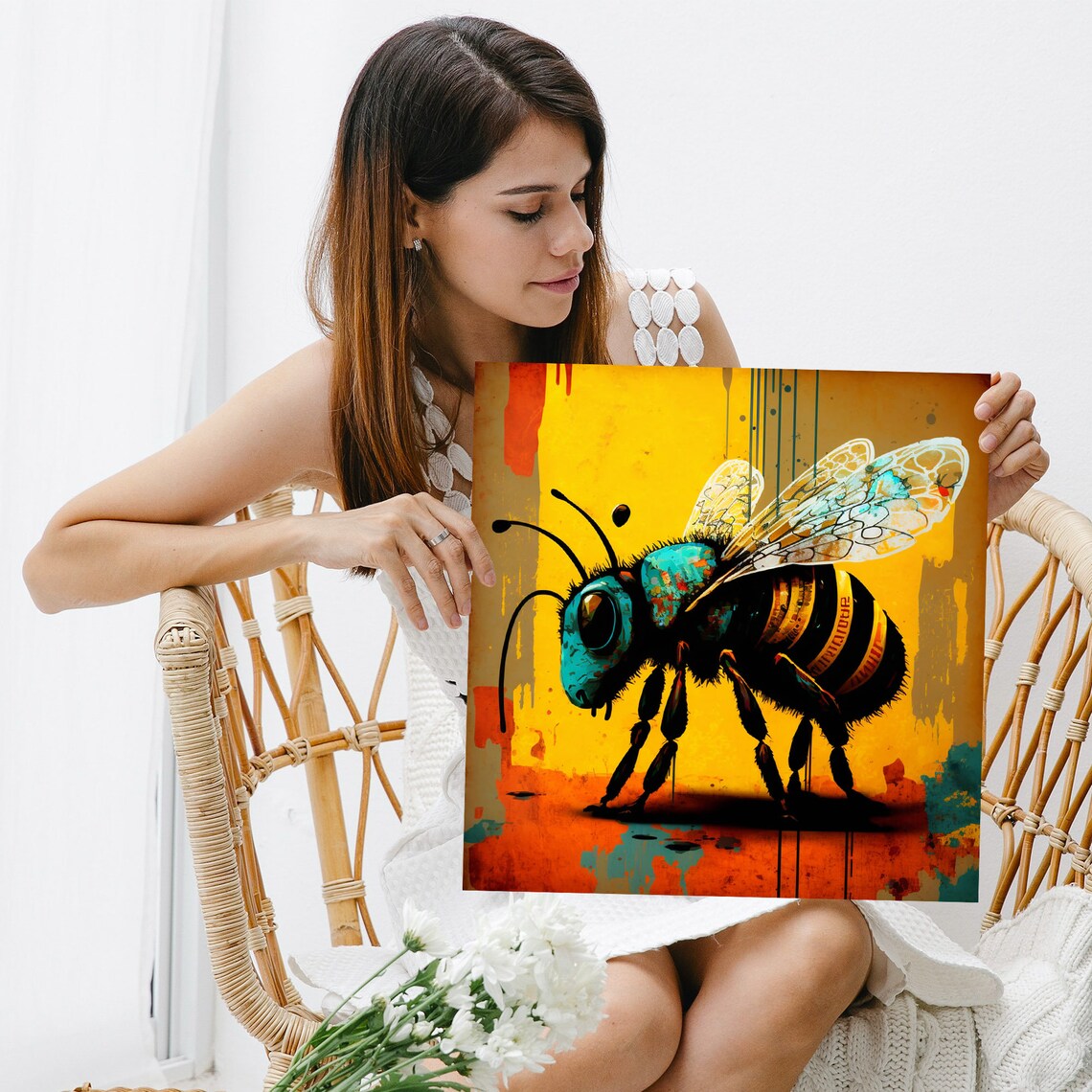 Honey Bee Modern Decor Art Print, Living Room - Image 3