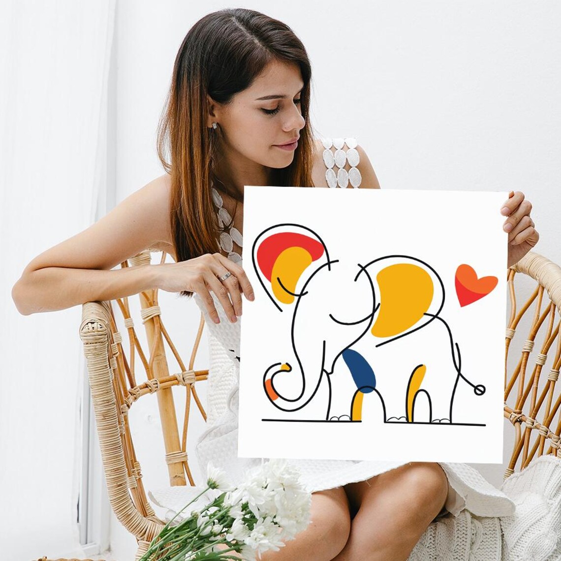 Heartfelt Elephant Abstraction, Minimalist Nursery Art Print - Image 3
