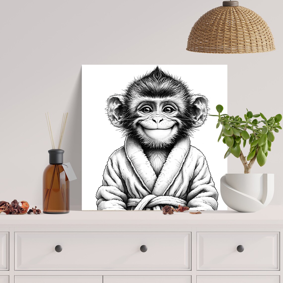 Monkey in Bathrobe Bathroom Wall Decor Poster - Image 3