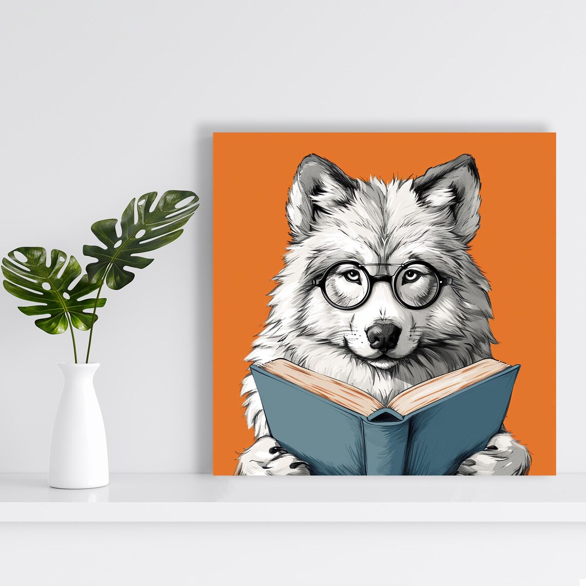 Whimsical Wolf Art Print for Office or Library - Image 2