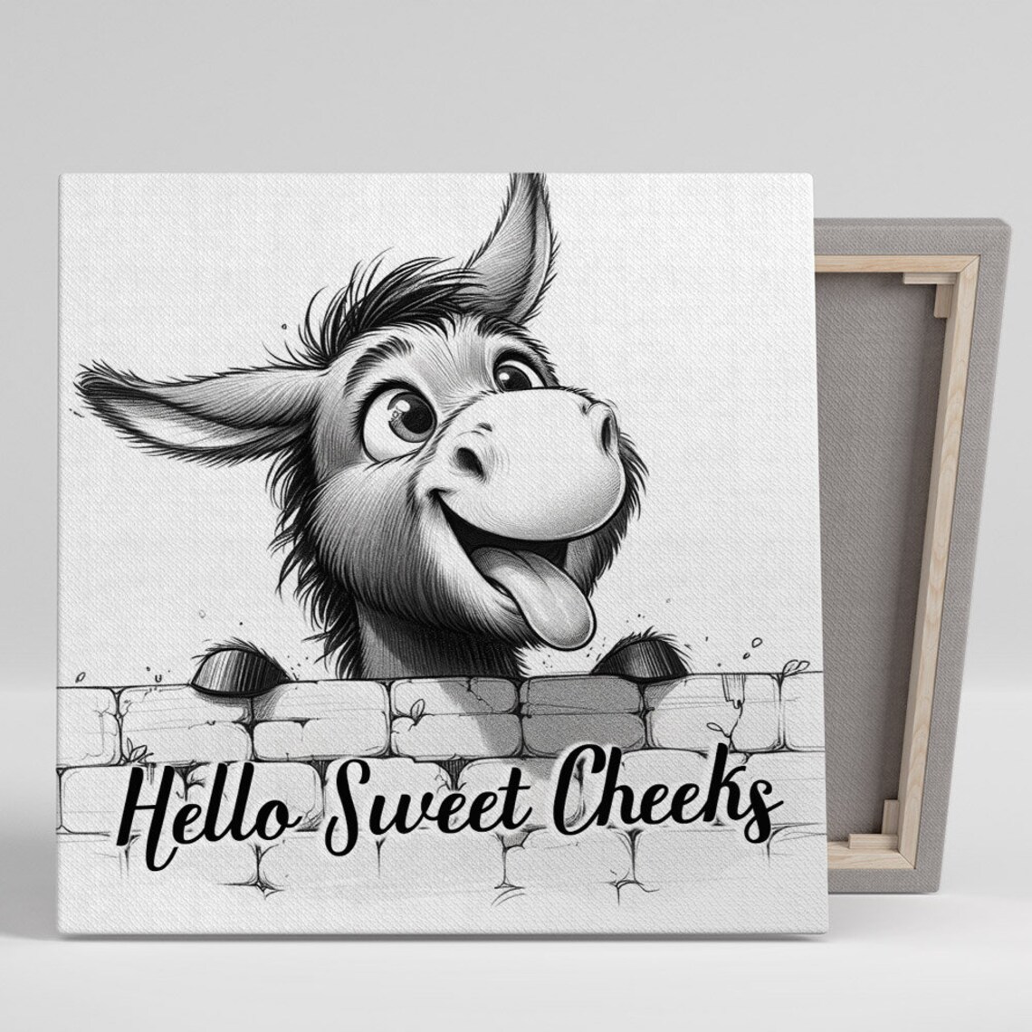 Funny Donkey Bathroom Wall Art, Hello Sweet Cheeks