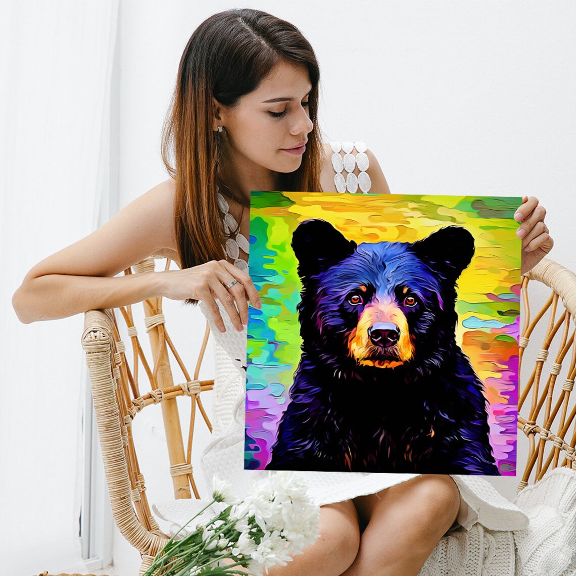 Psychedelic Bear Bohemian Art Print, Animal Decor - Image 3