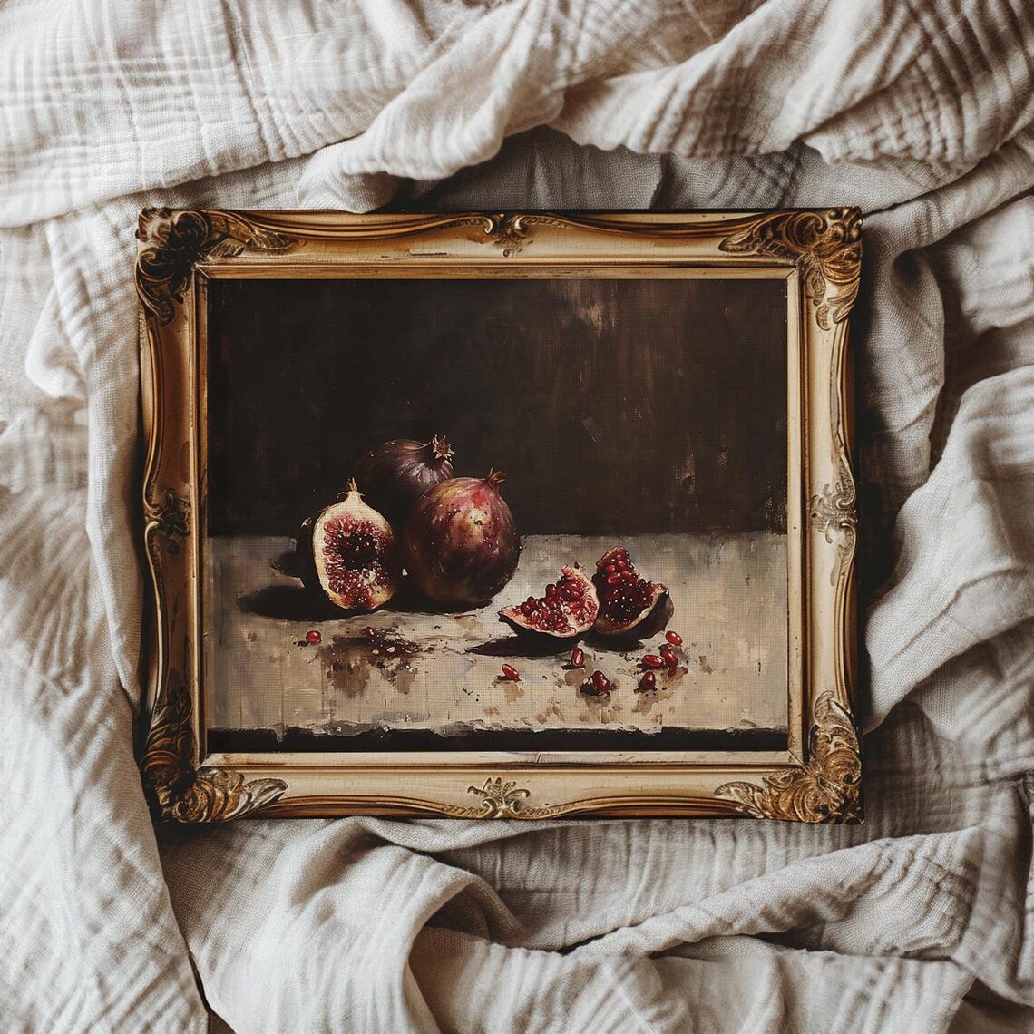 Dark Pomegranate Dark Academia Kitchen Wall Art Dark Cottagecore Wall Art Dark Fruit Still Life Art Instant Wall Art Plum - Image 3