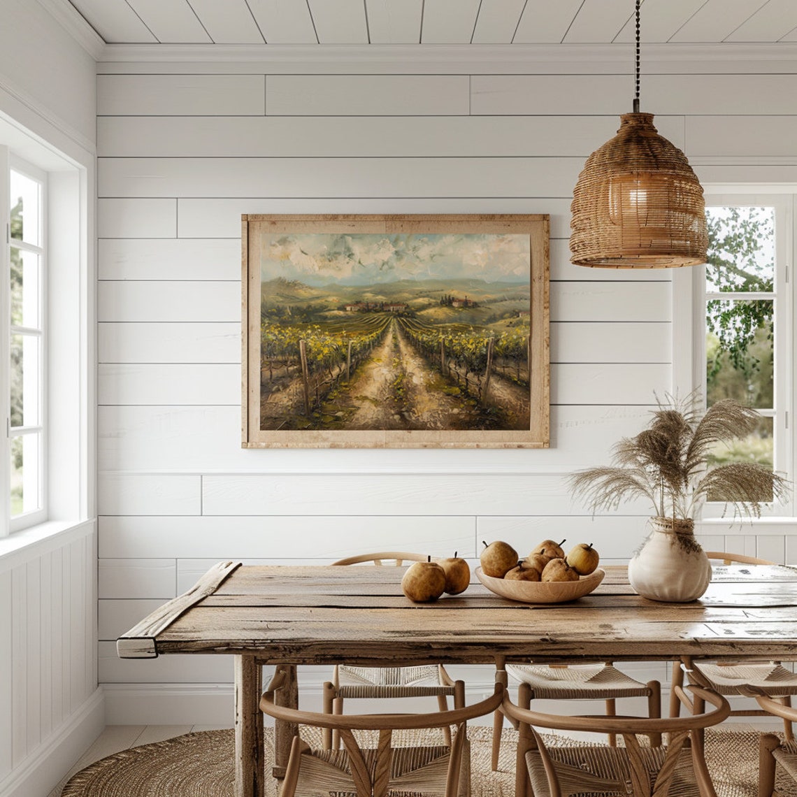 Vineyard Painting Print Tuscany Wall Art Italy Oil Painting Italian Vineyard Art European Vineyard Cottagecore Vineyard Wall Art - Image 3