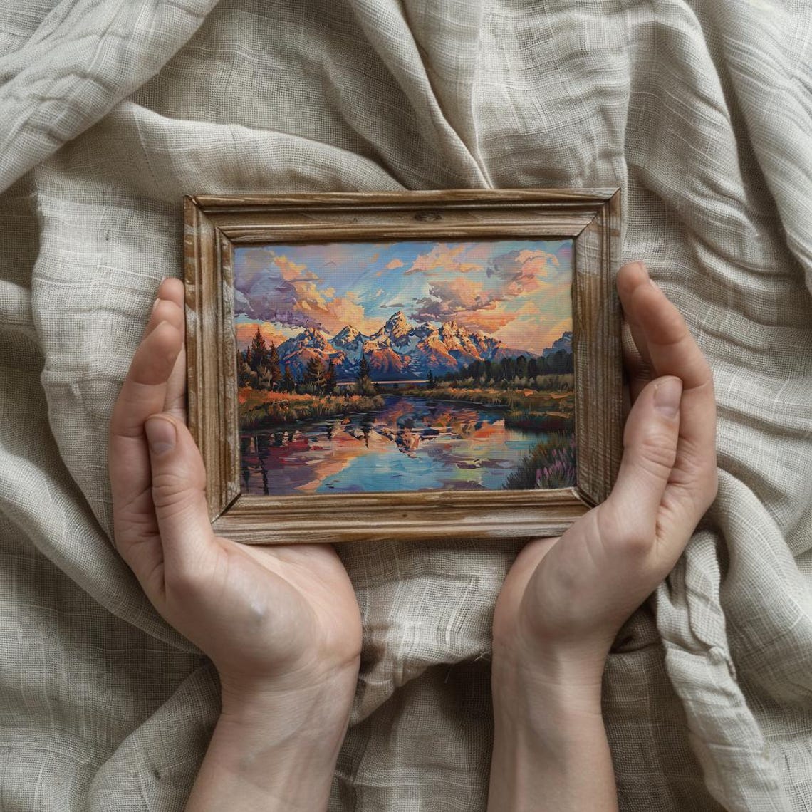 Grand Teton Mountains At Sunset Over A Mirror River Landscape Poster - Image 3
