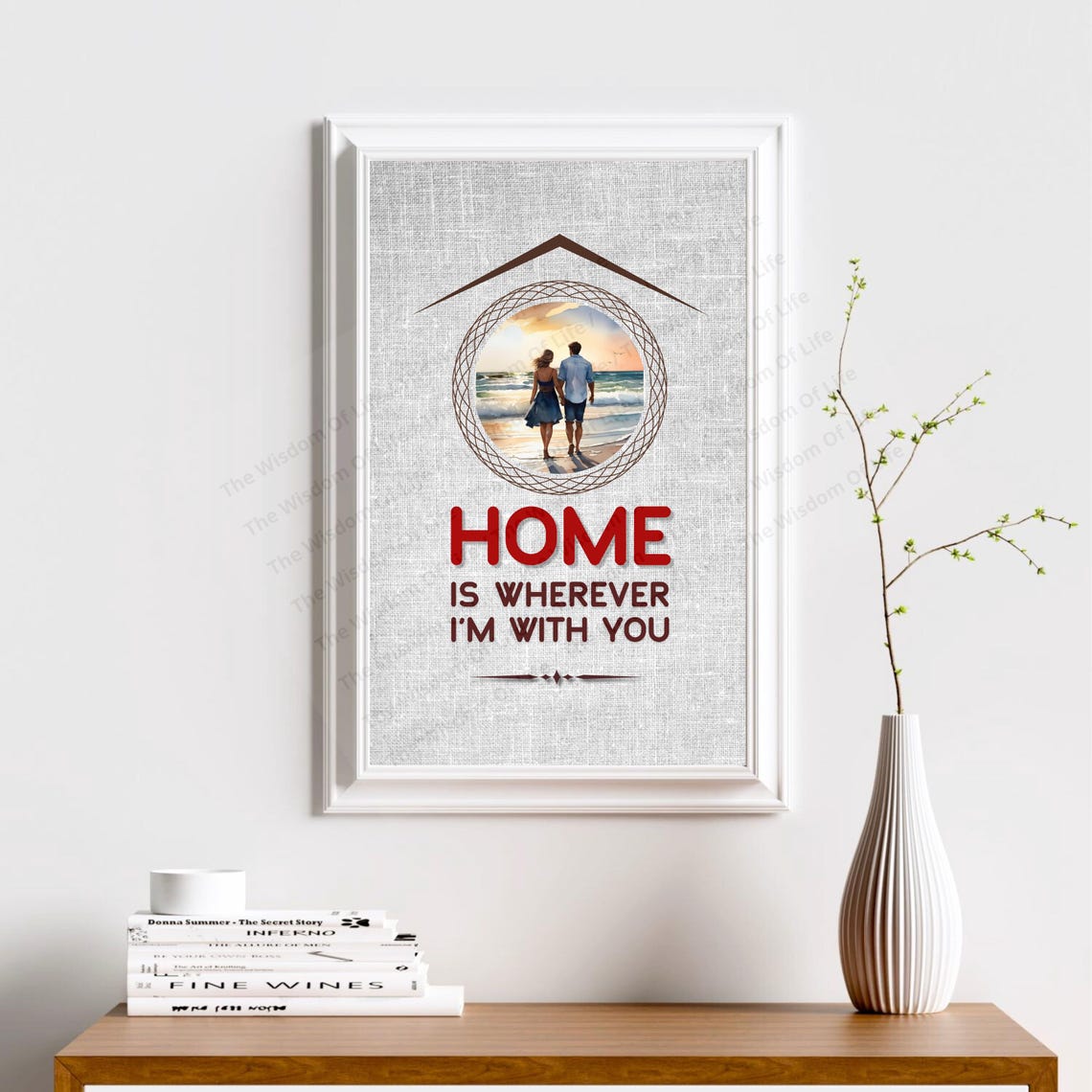 Home Is Wherever I Am With You Beach Couple Love Quote Wall Art - Image 5