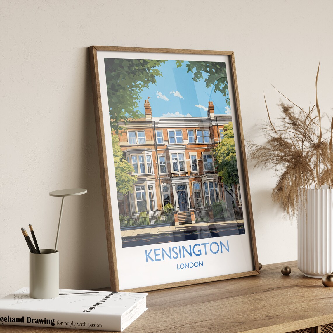 Kensington London Brick Townhouse West End Scene Travel Poster - Image 3