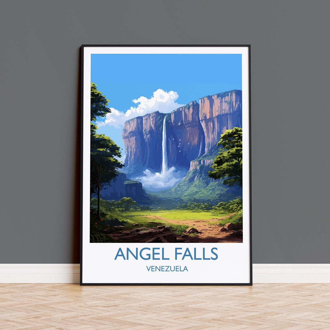 Angel Falls Poster Travel Print Of Angel Falls Venezuela Art Angel Falls Art Gift South America Gift Travel Gift