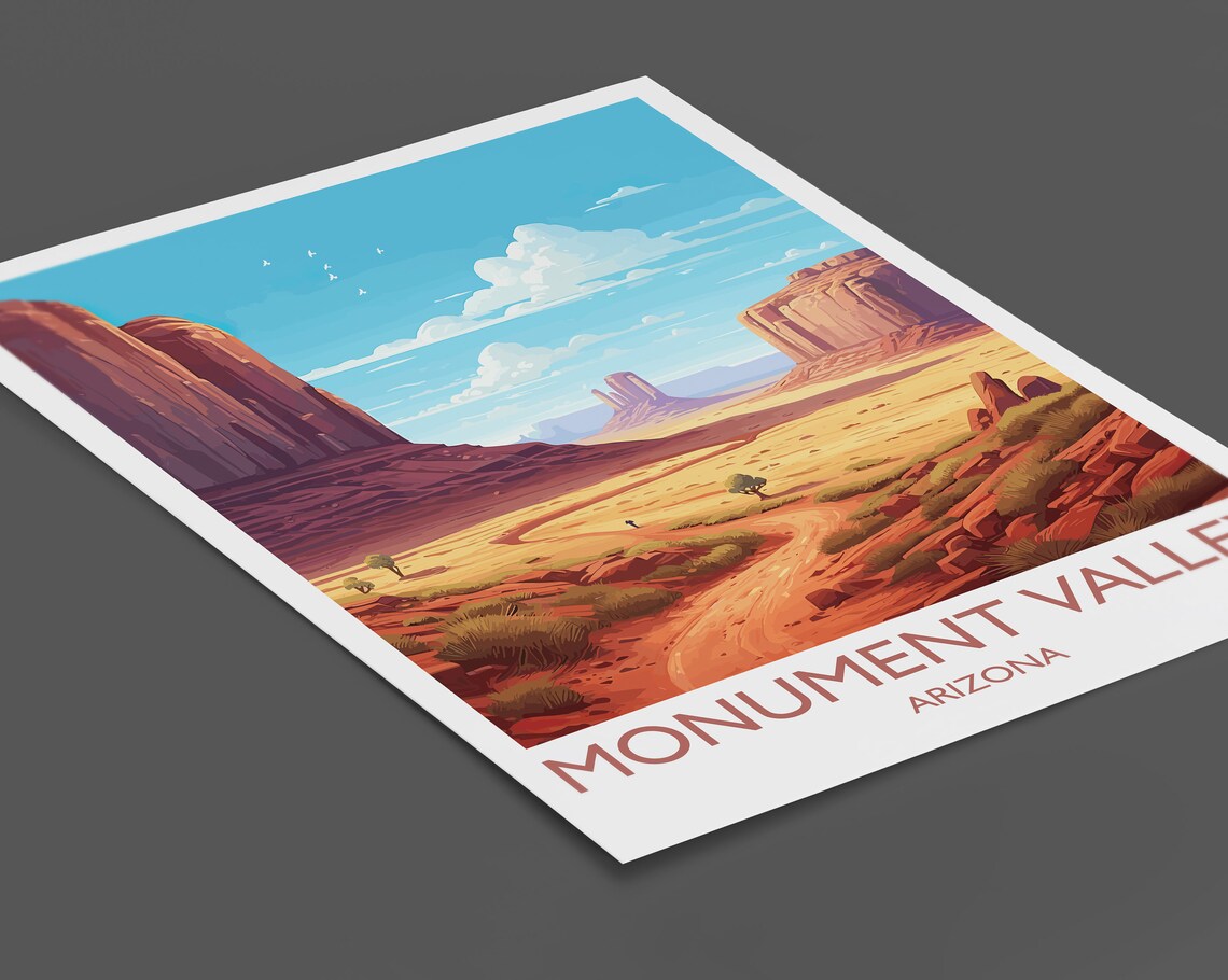 Monument Valley Arizona Red Rock Buttes Desert Road Travel Poster - Image 2