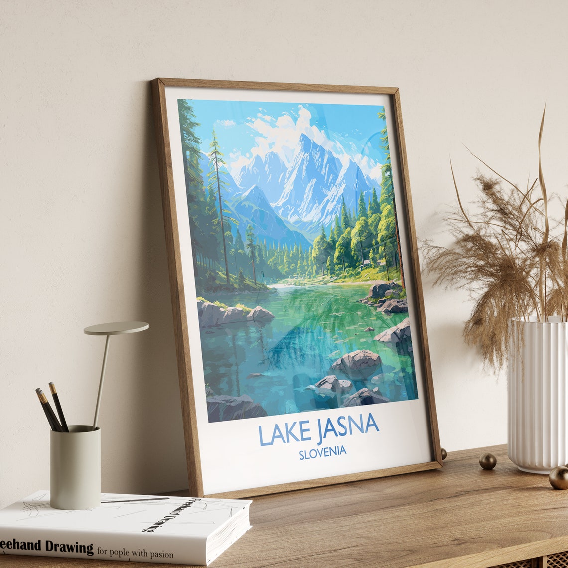 Lake Jasna Travel Poster Travel Print Of Lake Jasna Slovenia Slovenia Art Lake Jasna Gift Wall Art Print - Image 3