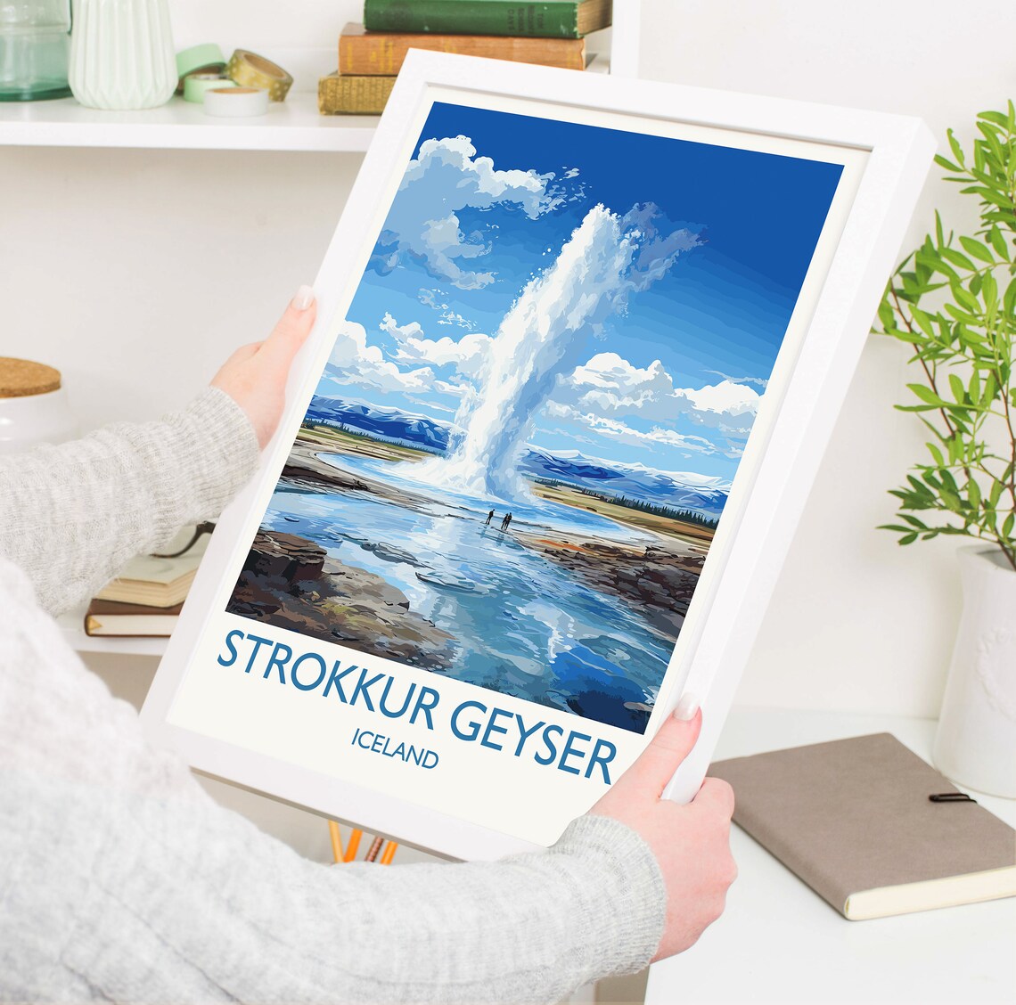 Strokkur Geyser Travel Poster, Iceland Wall Art - Image 5