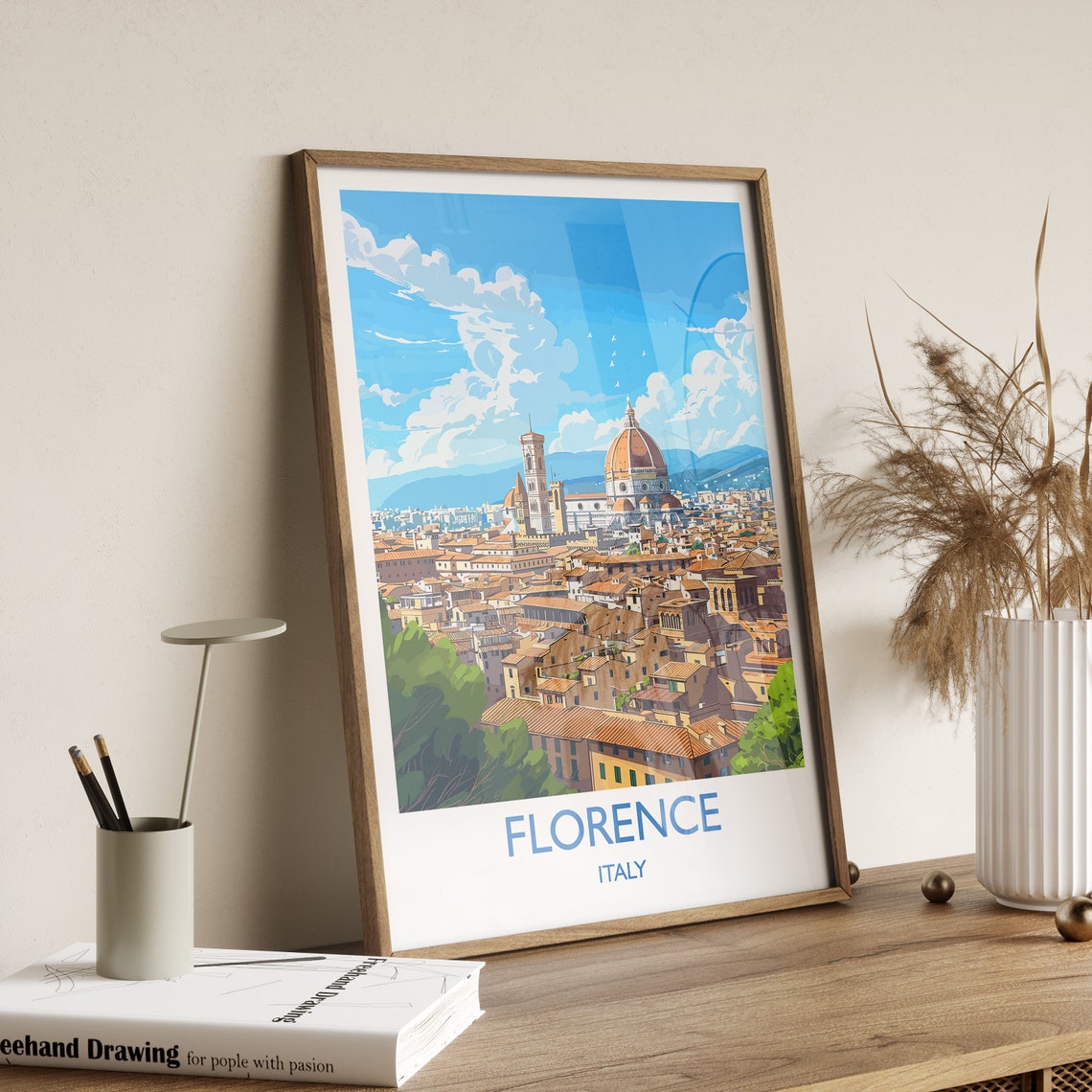 Florence Italy Duomo Cathedral Cityscape Skyline Travel Poster - Image 2