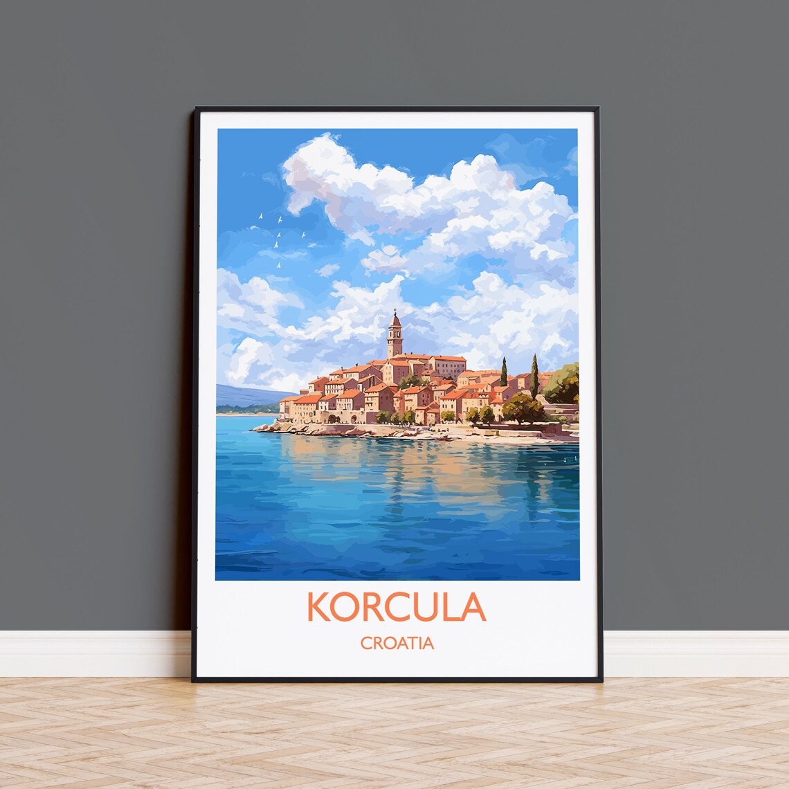 Korcula Travel Poster, Croatia Place Print