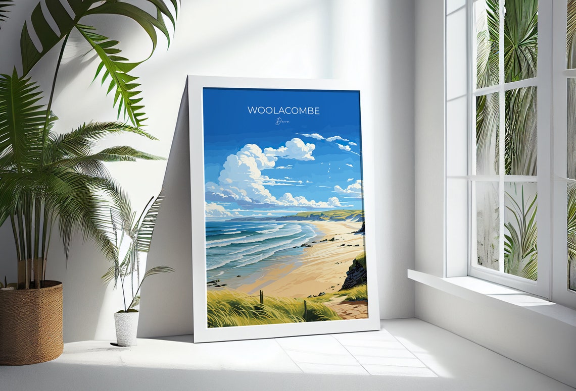 Woolacombe Devon Sandy Beach Dunes Waves Coastal Travel Poster - Image 3