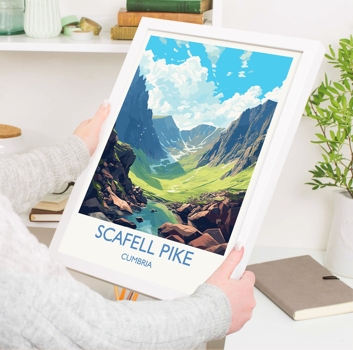 Scafell Pike Cumbria Rocky Valley Mountain Tarn Scenic Poster - Image 5