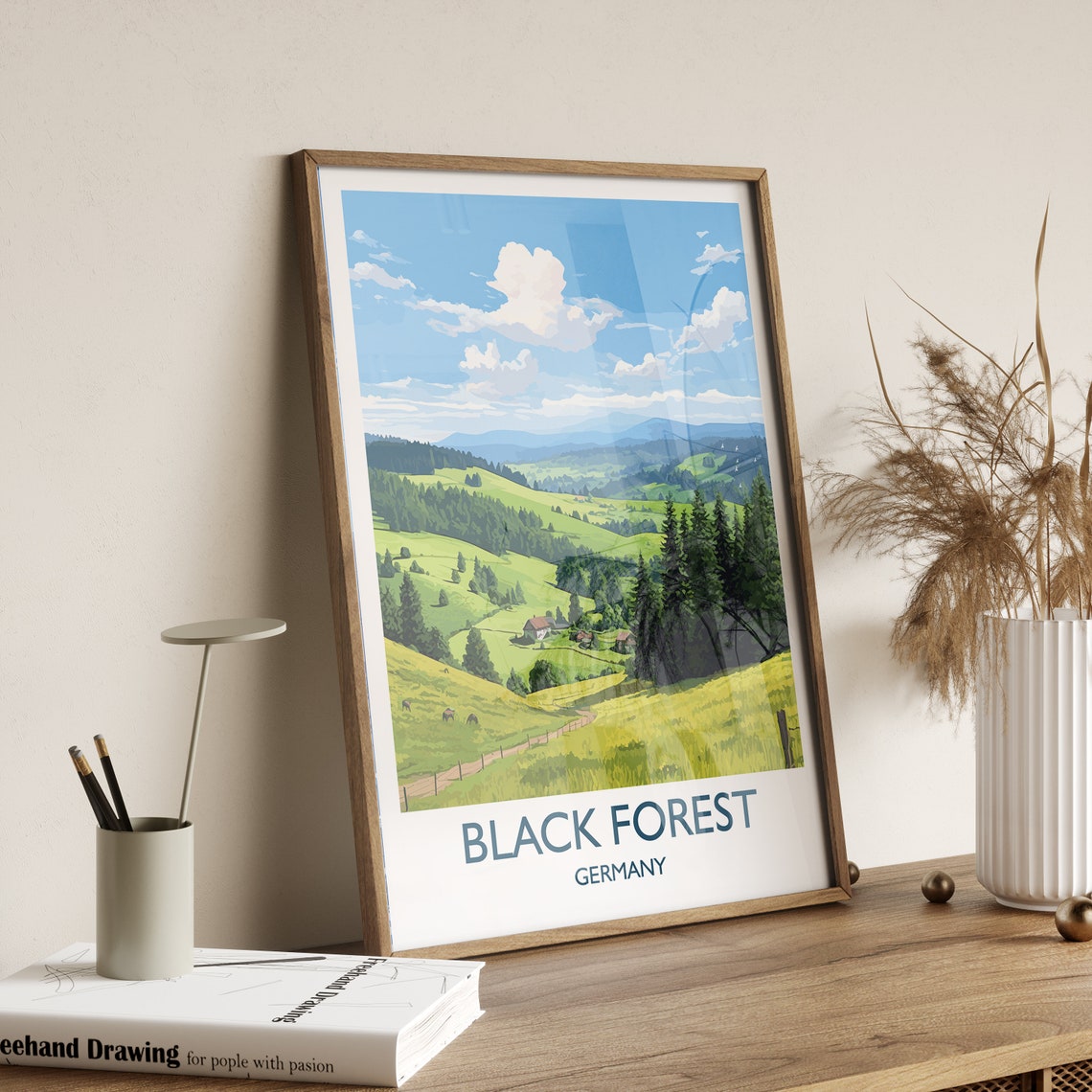 Black Forest Germany Rolling Hills Meadow Travel Poster Wall Decor - Image 3