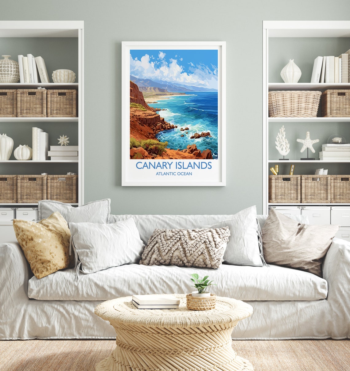 Canary Islands Atlantic Ocean Red Cliffs Coastline Travel Poster - Image 4