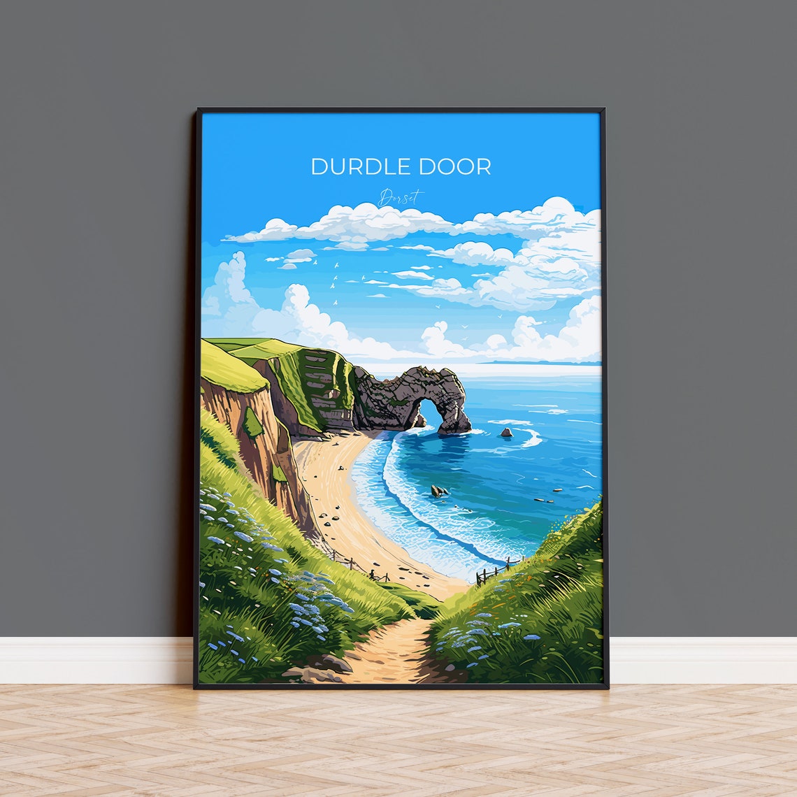 Durdle Door Dorset Iconic Limestone Arch Coastal View Poster
