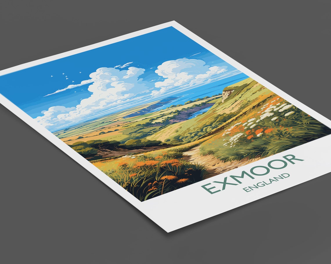 Exmoor Travel Poster Wall Art Travel Print Of Exmoor England Exmoor Art Lovers Gift English Countryside - Image 2