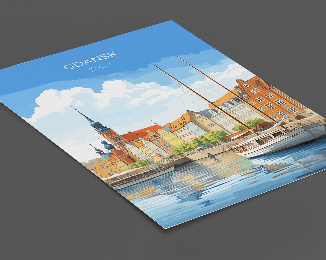 Gdansk Print Wall Art Travel Poster Of Gdansk Gdansk Gift Art Poland Wall Art Travel Lovers Gift - Image 2