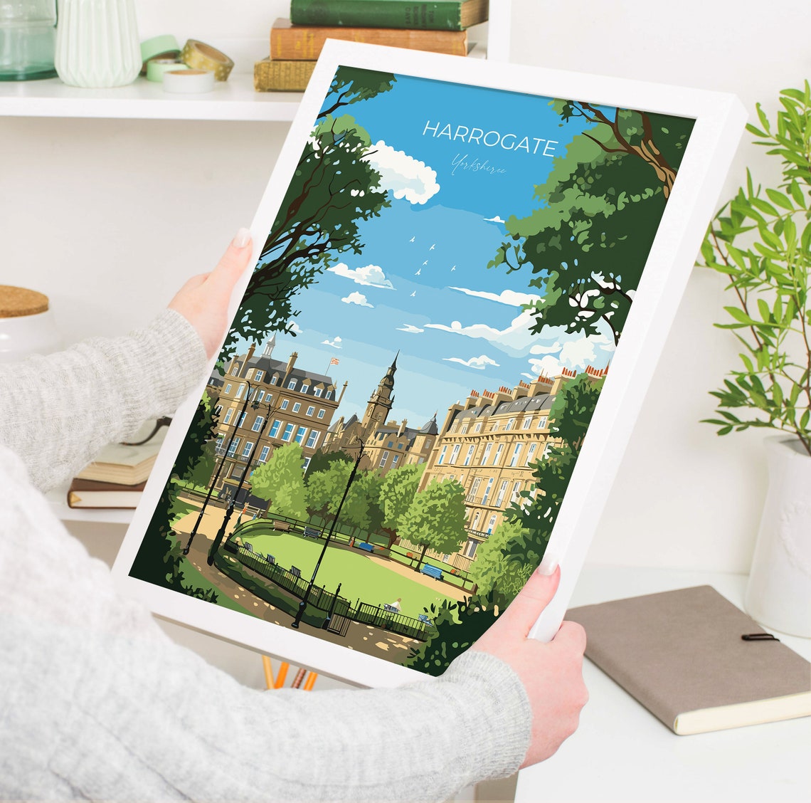 Harrogate Yorkshire Historic Crescent Gardens Travel Art Poster - Image 5