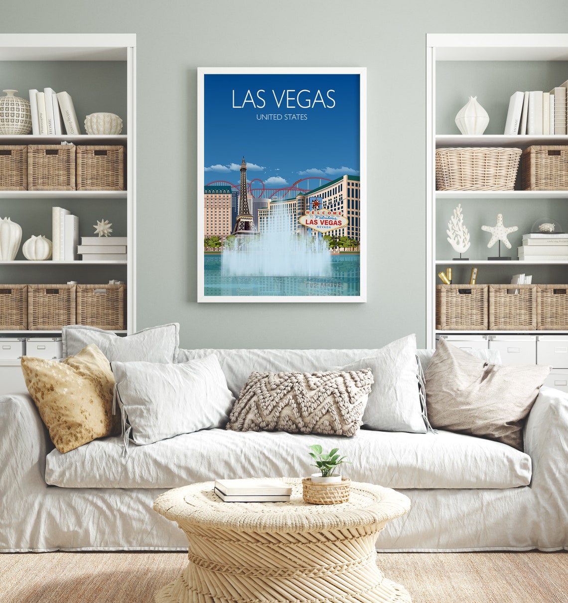 Las Vegas Travel Poster Wall Art Travel Print Of Las Vegas City Of Las Vegas Usa Usa Travel Poster Las Vegas Art Lovers Gift - Image 2