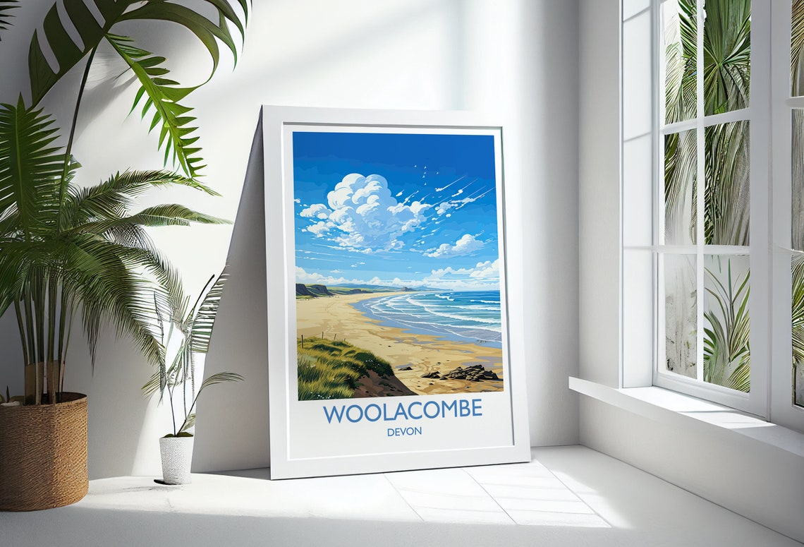 Woolacombe Devon Beach Panorama Golden Sands Coast Travel Poster - Image 3