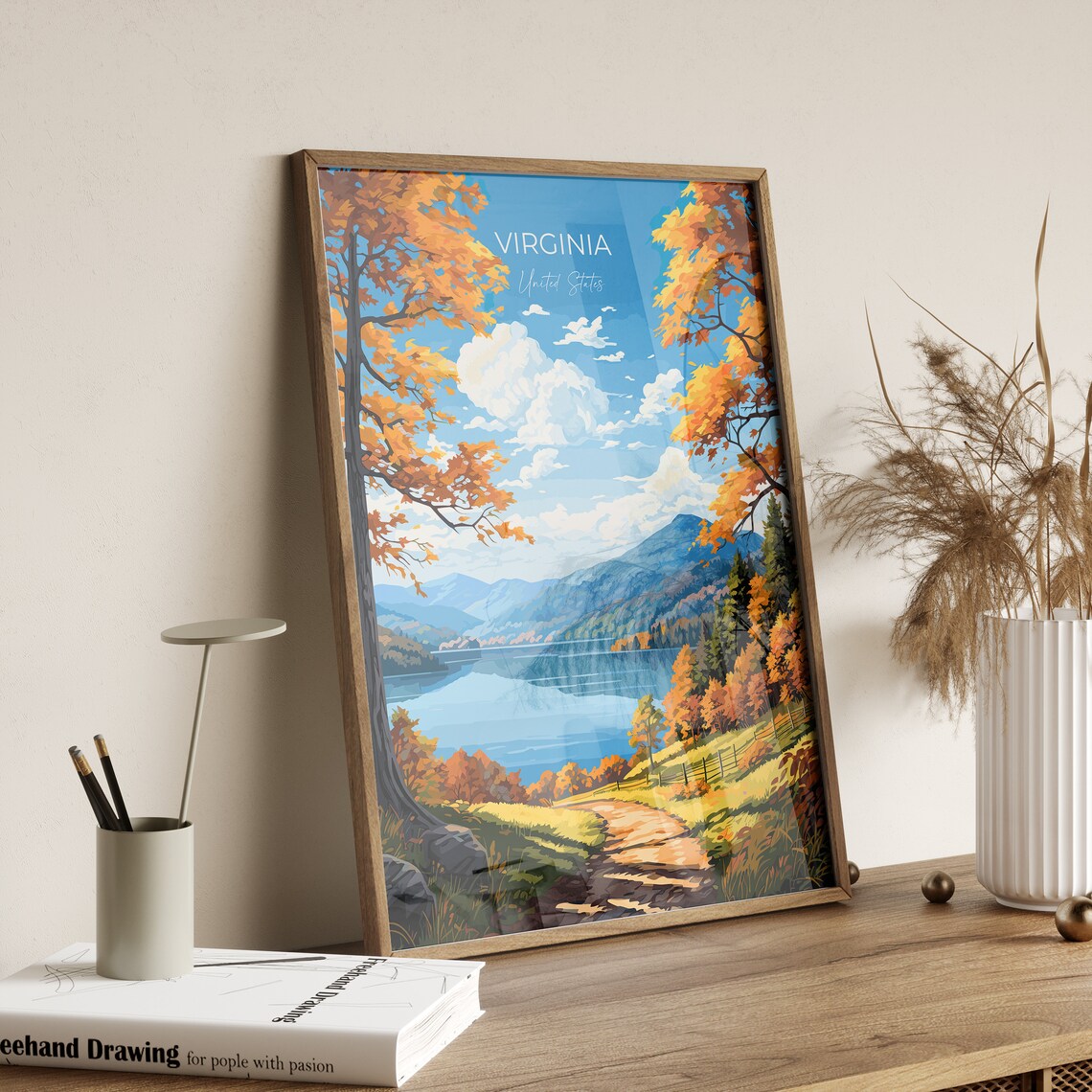 Virginia Autumn Travel Poster Art Print, USA Gift - Image 2