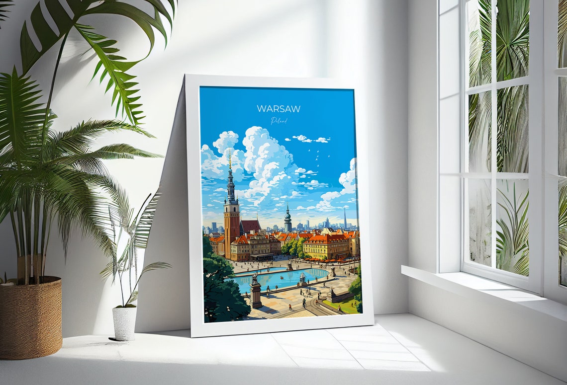 Warsaw Travel Print Travel Poster Of Warsaw Poland Poster Warsaw Art Gift Poland Art Lovers Travel Gift - Image 3
