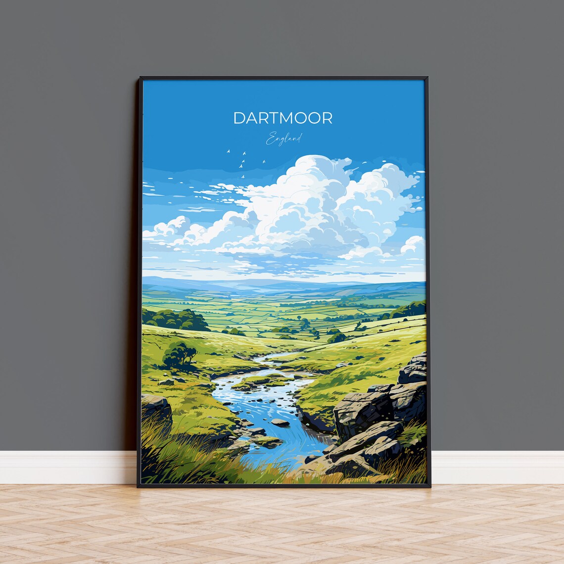 Dartmoor Travel Poster, English Countryside View