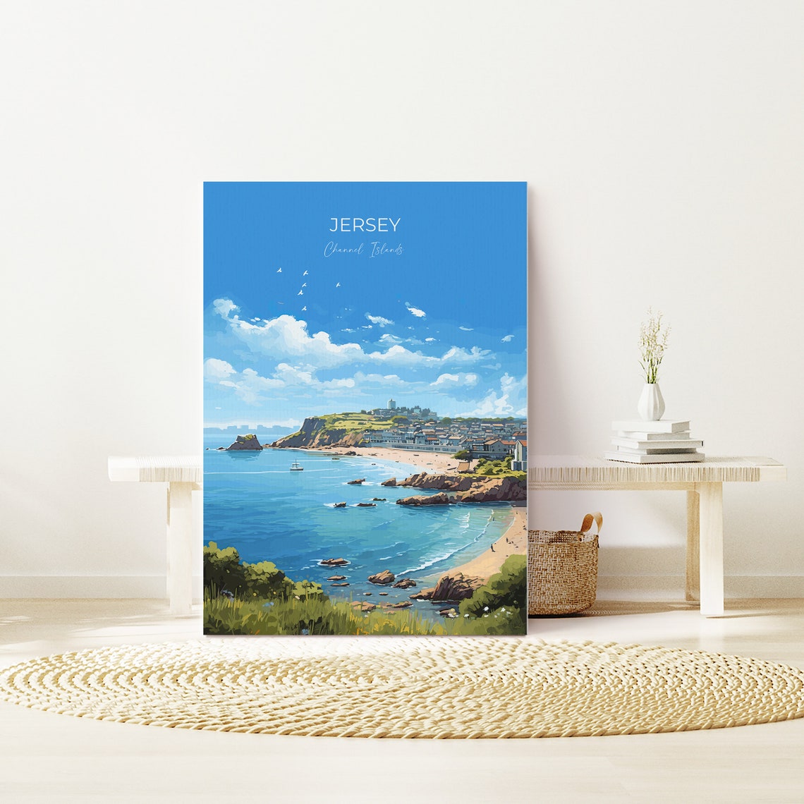 Jersey Channel Islands Sandy Bay Cliffs Coastal Travel Poster - Image 3