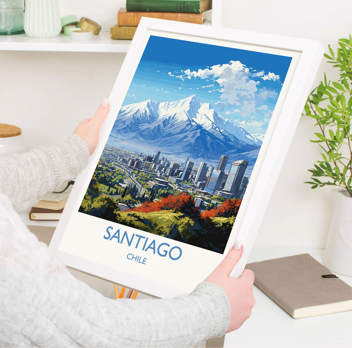 Santiago Chile Andes Snow Capped Peaks City Skyline Travel Poster - Image 5