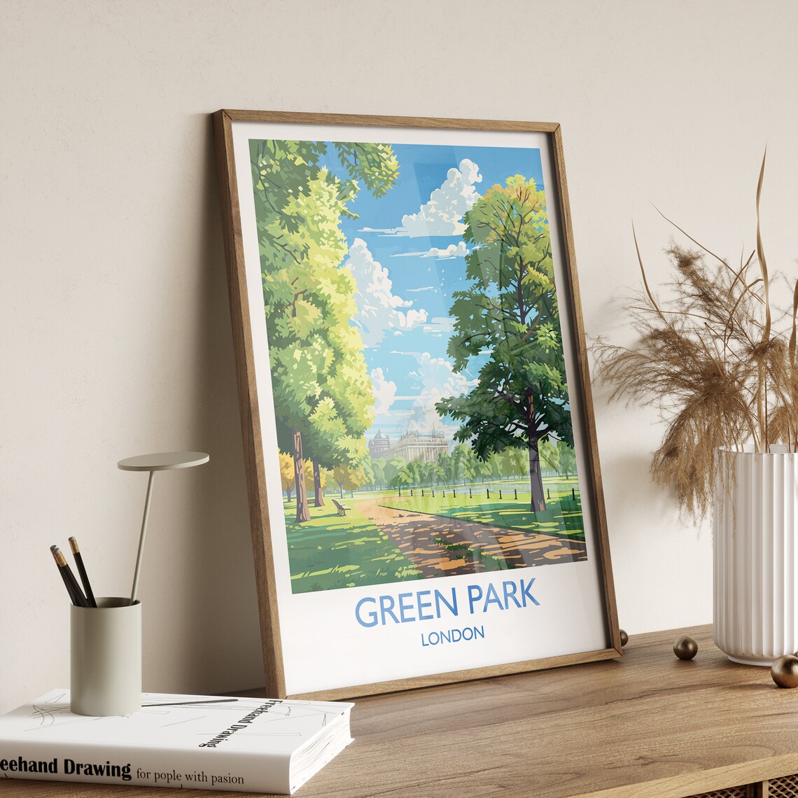 Green Park London Travel Poster, UK Art Print - Image 3