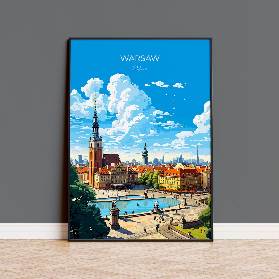 Warsaw Travel Print Travel Poster Of Warsaw Poland Poster Warsaw Art Gift Poland Art Lovers Travel Gift