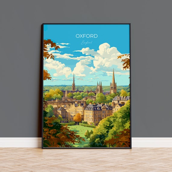 Oxford Travel Poster, Oxfordshire England Art Print