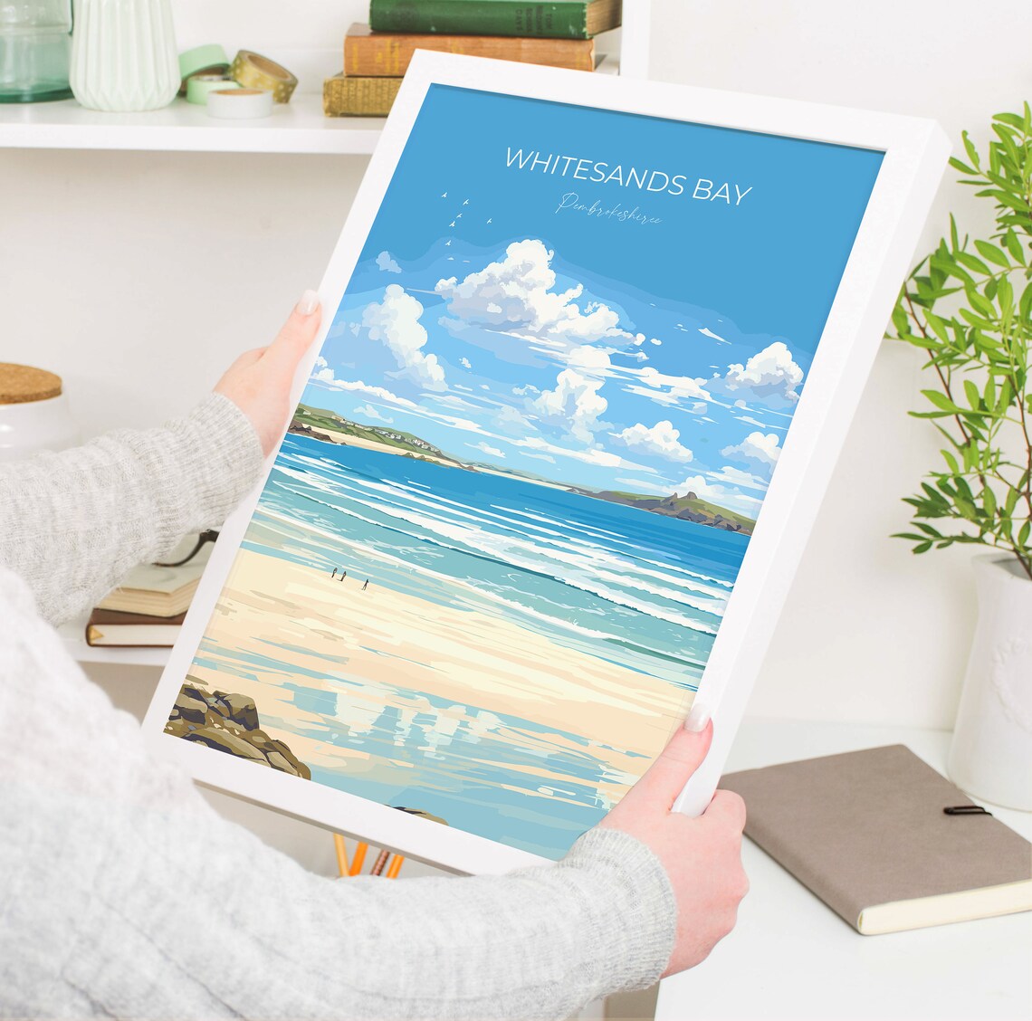 Whitesands Bay Travel Poster, Pembrokeshire Art Print - Image 5