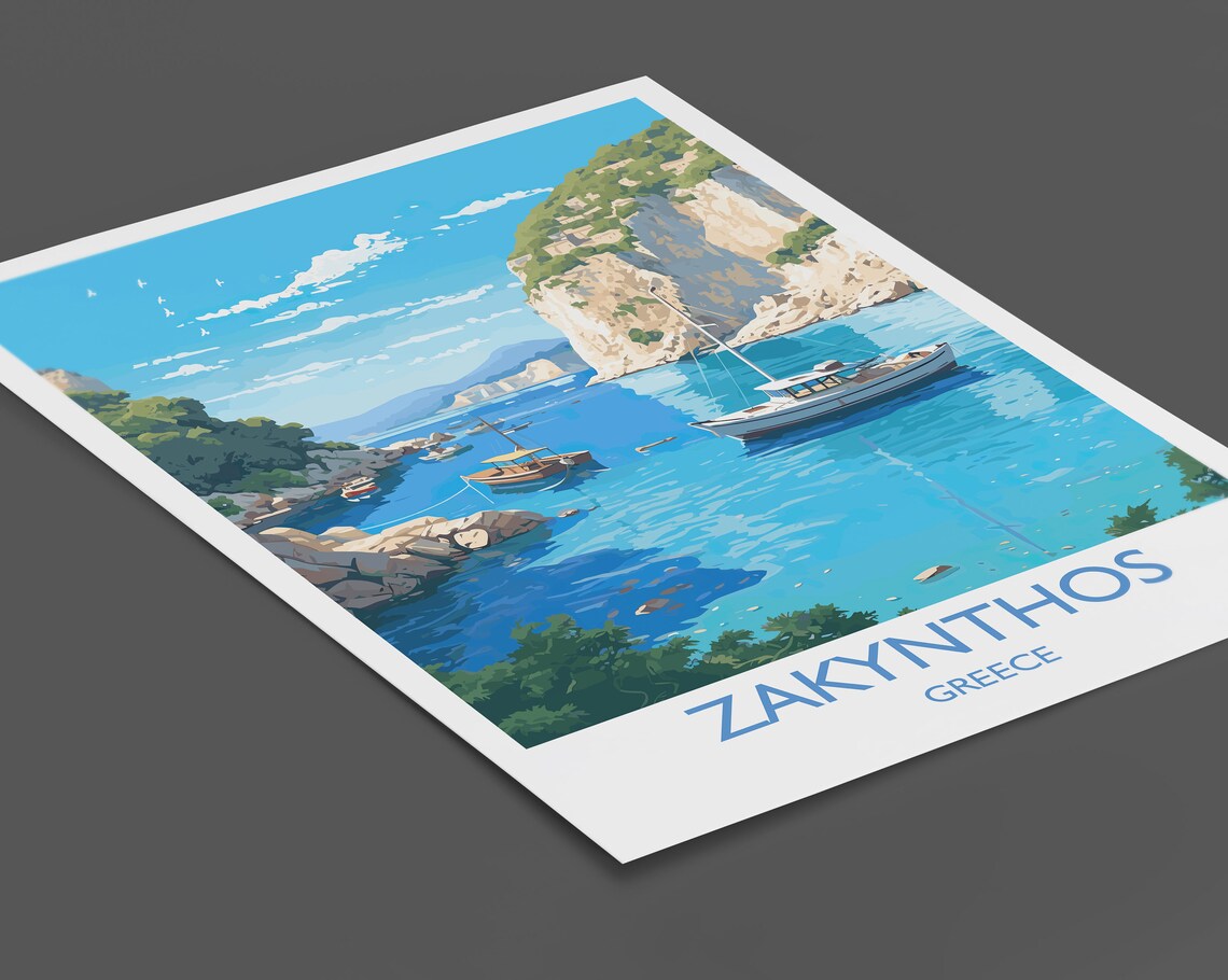 Zakynthos Travel Poster, Greek Islands Travel Print - Image 2