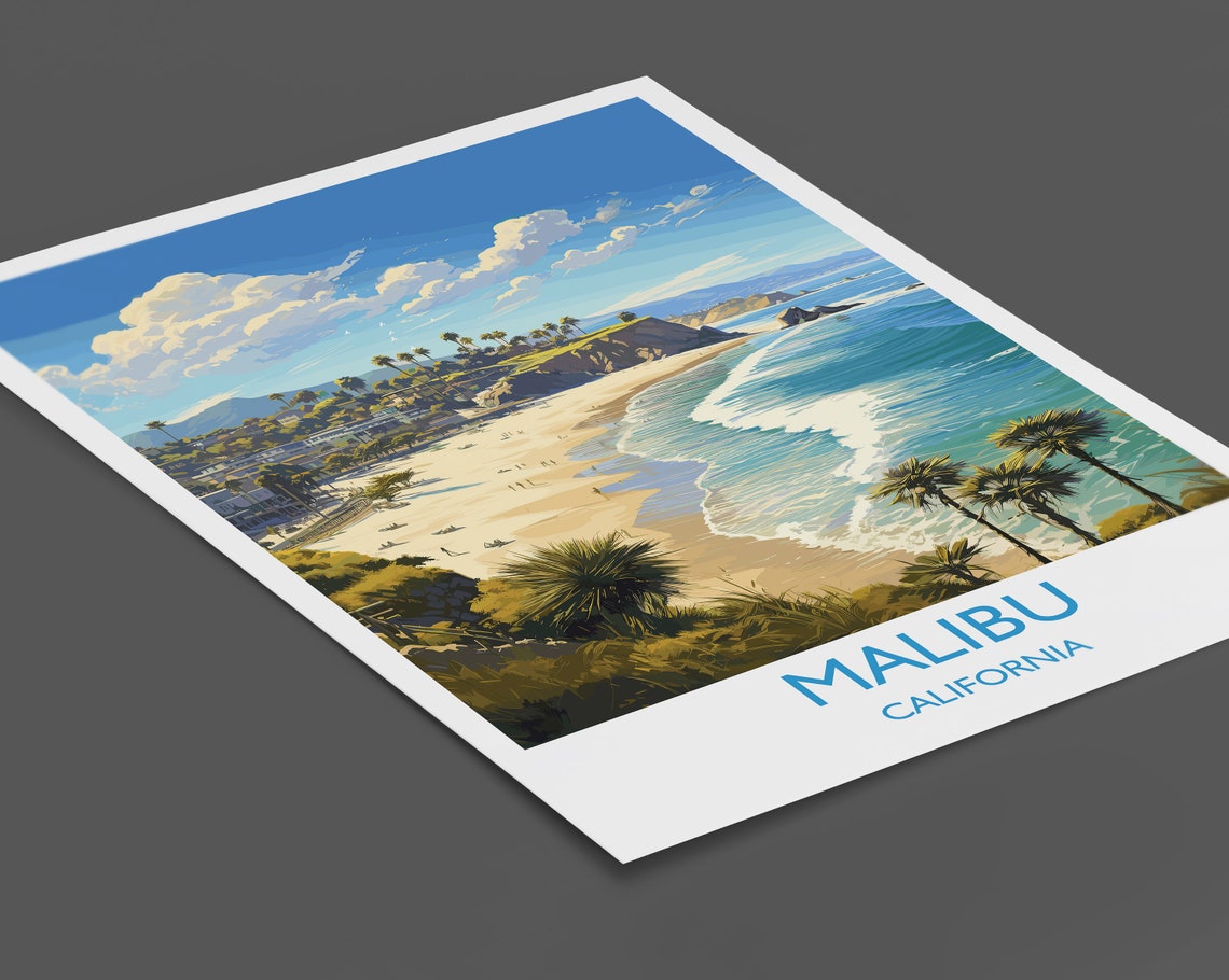 Malibu Travel Poster Travel Print Of Malibu California Malibu Art Lovers Gift Usa Gift Wall Art Print - Image 2