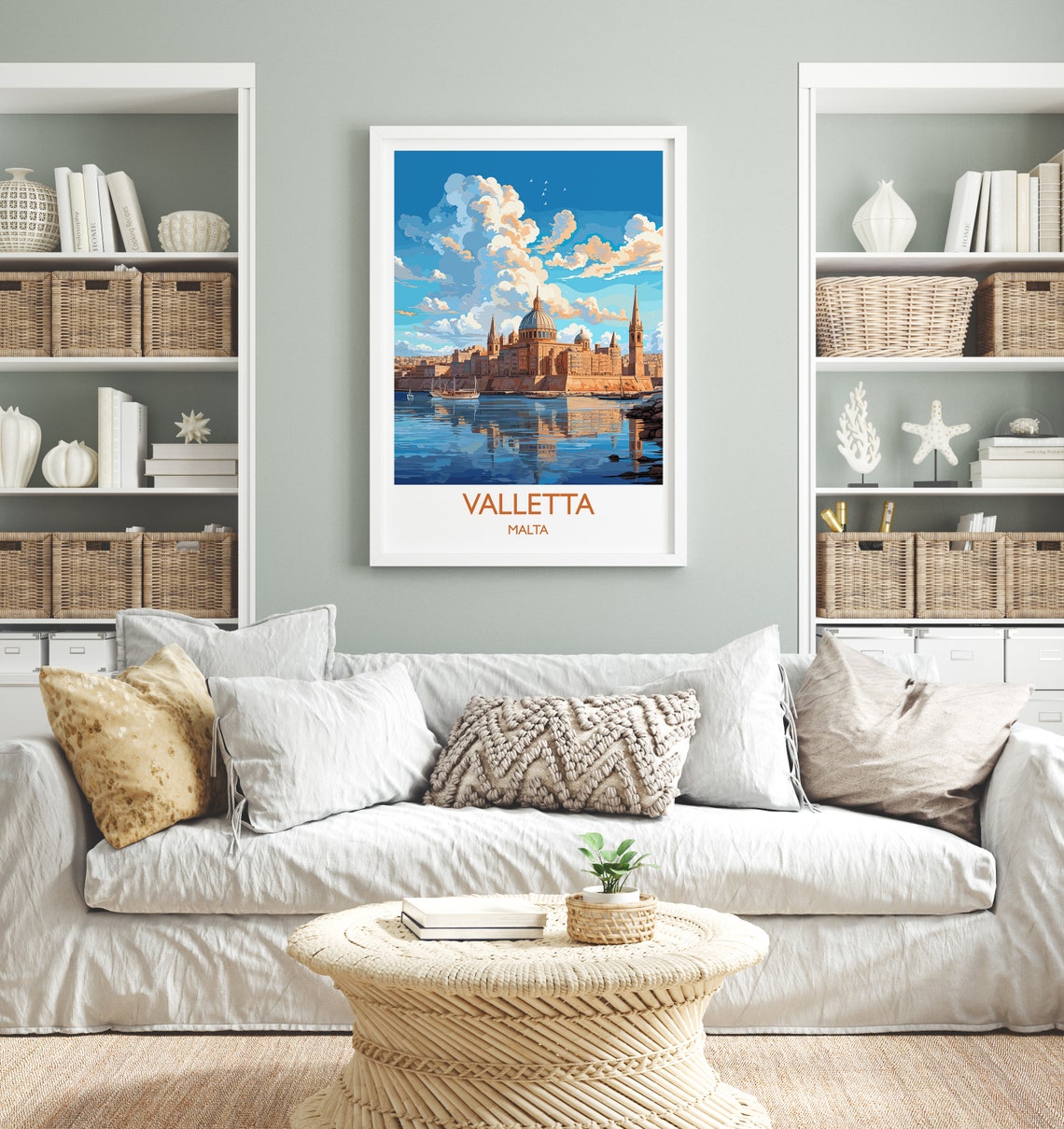Valletta Malta Harbour Basilica Dome Waterfront Travel Poster - Image 4