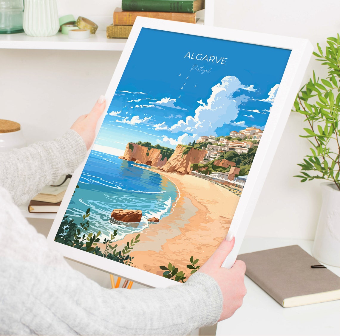 Algarve Portugal Golden Cliffs Beach Cove Coastal View Poster - Image 5