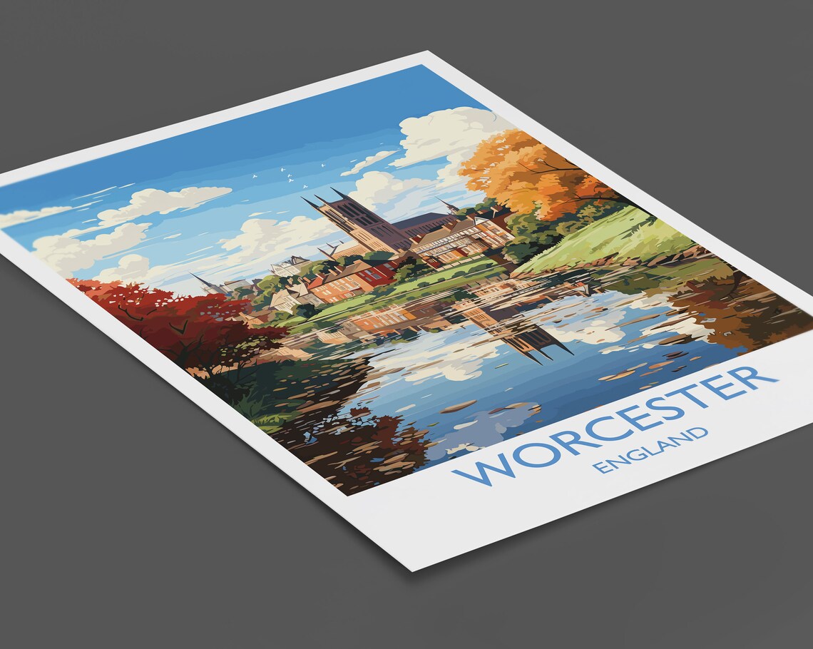 Worcester Travel Poster, England Countryside Art - Image 2
