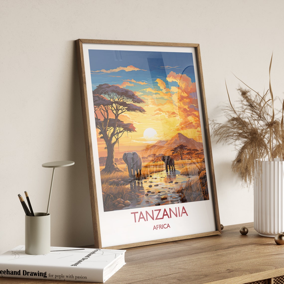 Tanzania Travel Poster Travel Print Of Tanzania Tanzania Gift Tanzania Sunset Africa Africa Art Lovers Gift Wall Art Print - Image 2